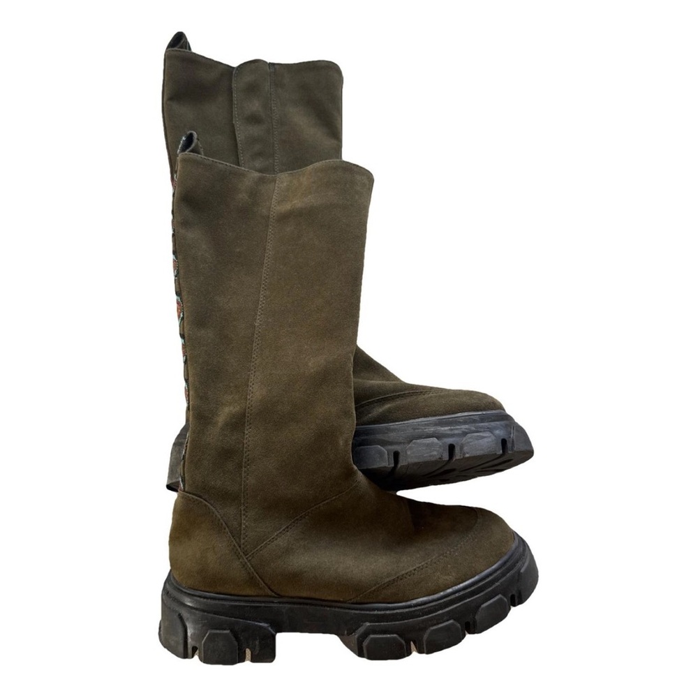 FARM Rio Khaki Green Suede Boots